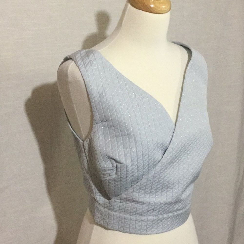 Sugarlips Crop Top With Shimmer Criss Cross Front and Open Back - Picture 2 of 6
